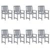 VidaXL Set of 8 Garden Chairs with Cushions, Patio Seats, Dining Chairs, Outdoor Patio Furniture, 3078236