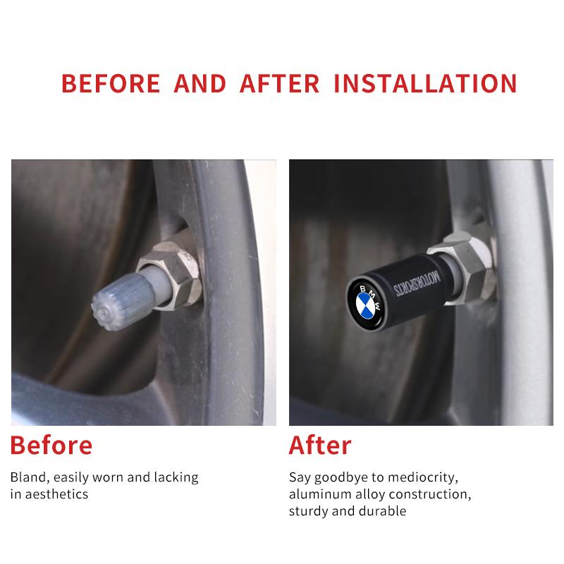 BABD1 For BMW New 4Pcs Car Wheel Tire Valve Caps Air Stem Covers Accessories For BMW E46 E90 E60 F10 E39 F30 E36 F20 E87 E90 E70 E91
