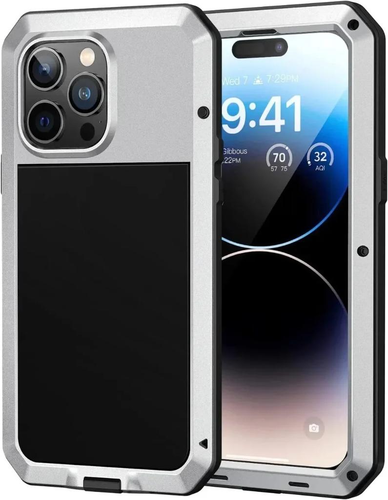 Heavy Duty Aluminum Metal Tank Armor Case Shockproof IP54 Waterproof Cover For iPhone 17 16e 15 14 13 12 11 Pro XS Max 8 7 Plus