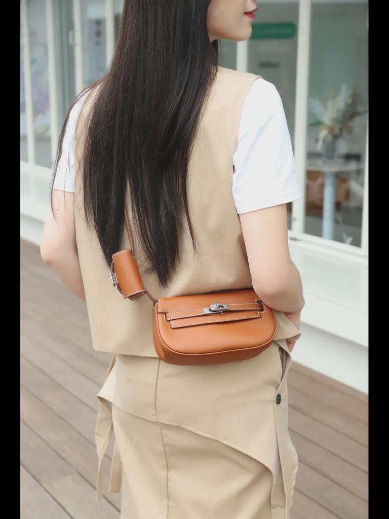 Женская сумка-мессенджер Twin Dumpling из натуральной кожи высшего качества: Модная сумка-седло, универсальная сумка через плечо, нагрудная и поясная сумка