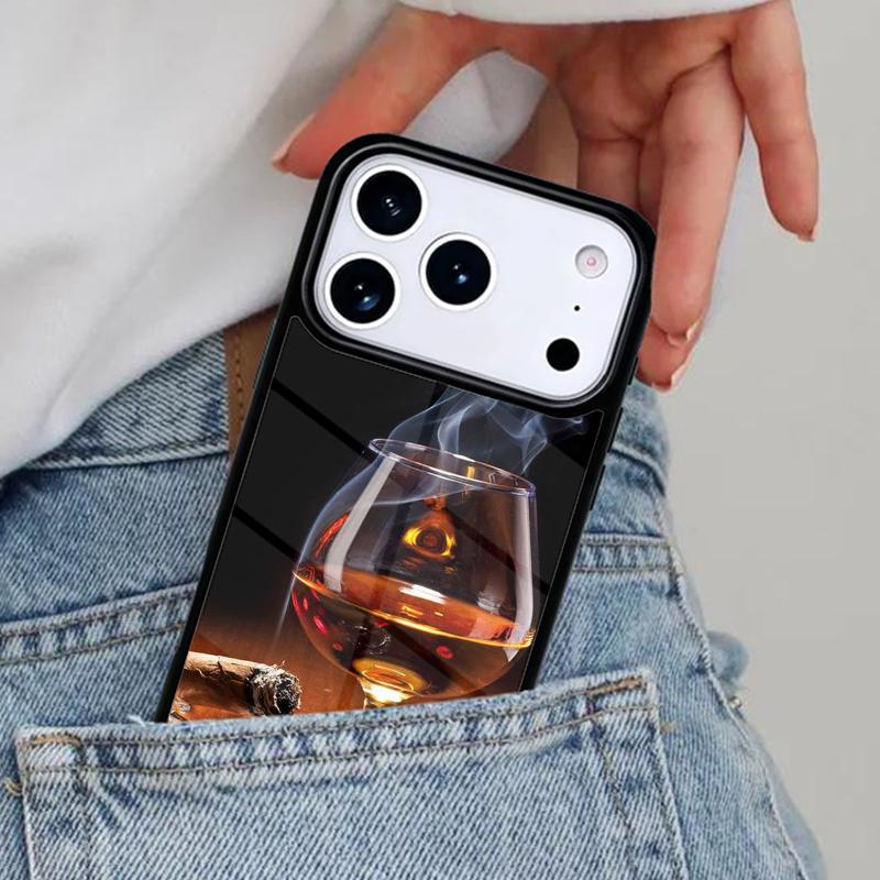 Cigar Whiskey Ice Drink Phone Case for iPhone 16e 15 14 13 12 17 Pro Max Plus Air 17pro Cover Coque