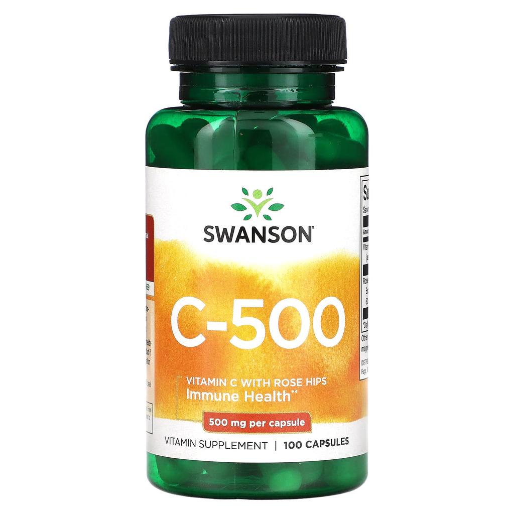 Swanson, C-500, Витамин C с шиповником, 100 капсул
