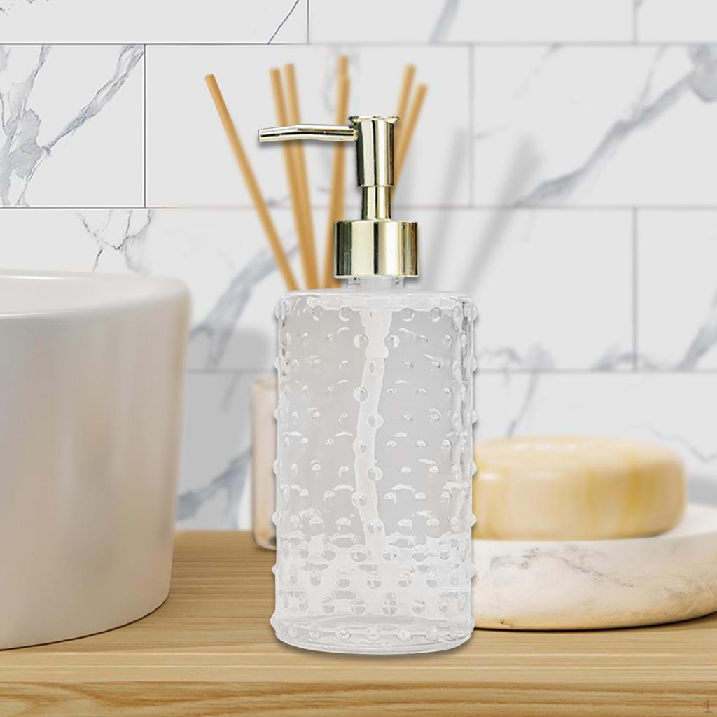 Clear Glass Soap Dispenser Empty 420ml Lotion Bottle Pump Container for Home Laundry