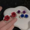 Женские серьги-гвоздики с темпераментом и цветком розы для девочек, корейские висячие серьги, серьги-капли