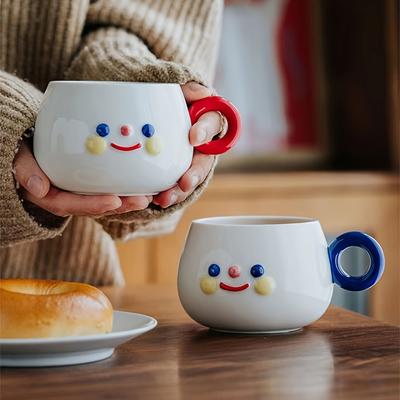 Керамическая кофейная кружка с дизайном пухлого лица, подходит для микроволновой печи, можно мыть в посудомоечной машине, оригинальная круглая чашка для офиса, послеобеденного чая, завтрака, молока
