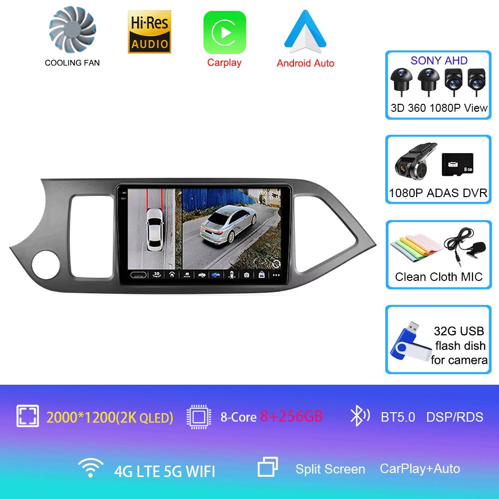 Автомагнитола Android 14 Carplay WIFI+4G Для KIA PICANTO Morning 2011 2012-2016 Навигация GPS Мультимедийный Видеоплеер Головное Устройство DSP