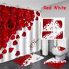 4 Styles Red Rose Shower Curtain Bathroom Set Valentine's Day Series Pattern Waterproof Bathroom Mats Rugs Carpets Toilet Lid Cover Set