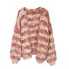 Women's Color Block Loose Knit Cardigan - Casual Long Sleeve Sweater for Autumn & Winter
