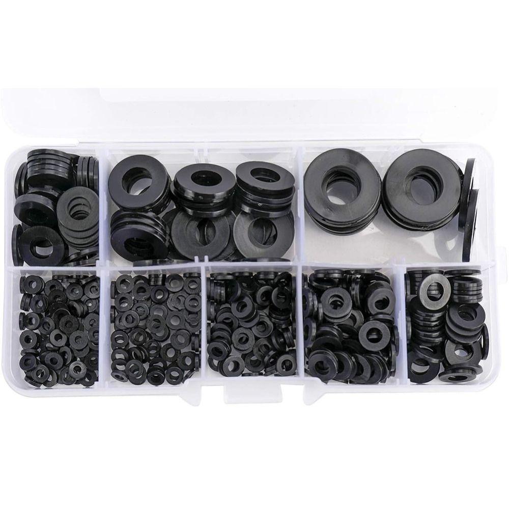 550Pcs Black Flat Washer Assortment Kit Sealing Washers for Screw Bolt Electrical Connection