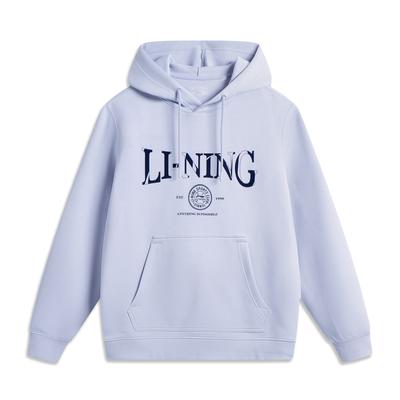 Li Ning Серия спортивного образа жизни Толстовка с капюшоном и надписью Мягкая Удобная Дышащая Универсальная Толстовка Мужская Морозно-голубая AWDV563-3
