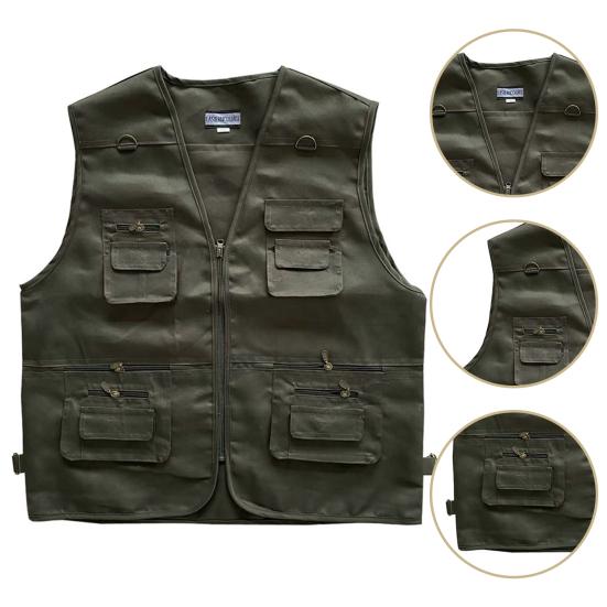 Мужской жилет с несколькими карманами, летний жилет без рукавов на молнии с v-образным вырезом, жилет-карго для уличной фотографии, свободный жилет