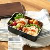 Nonoji Stainless Steel Rectangle Lunch Box, Microwave and Dishwasher Safe, Stylish and Simple, with Natural Wood Lid, Black