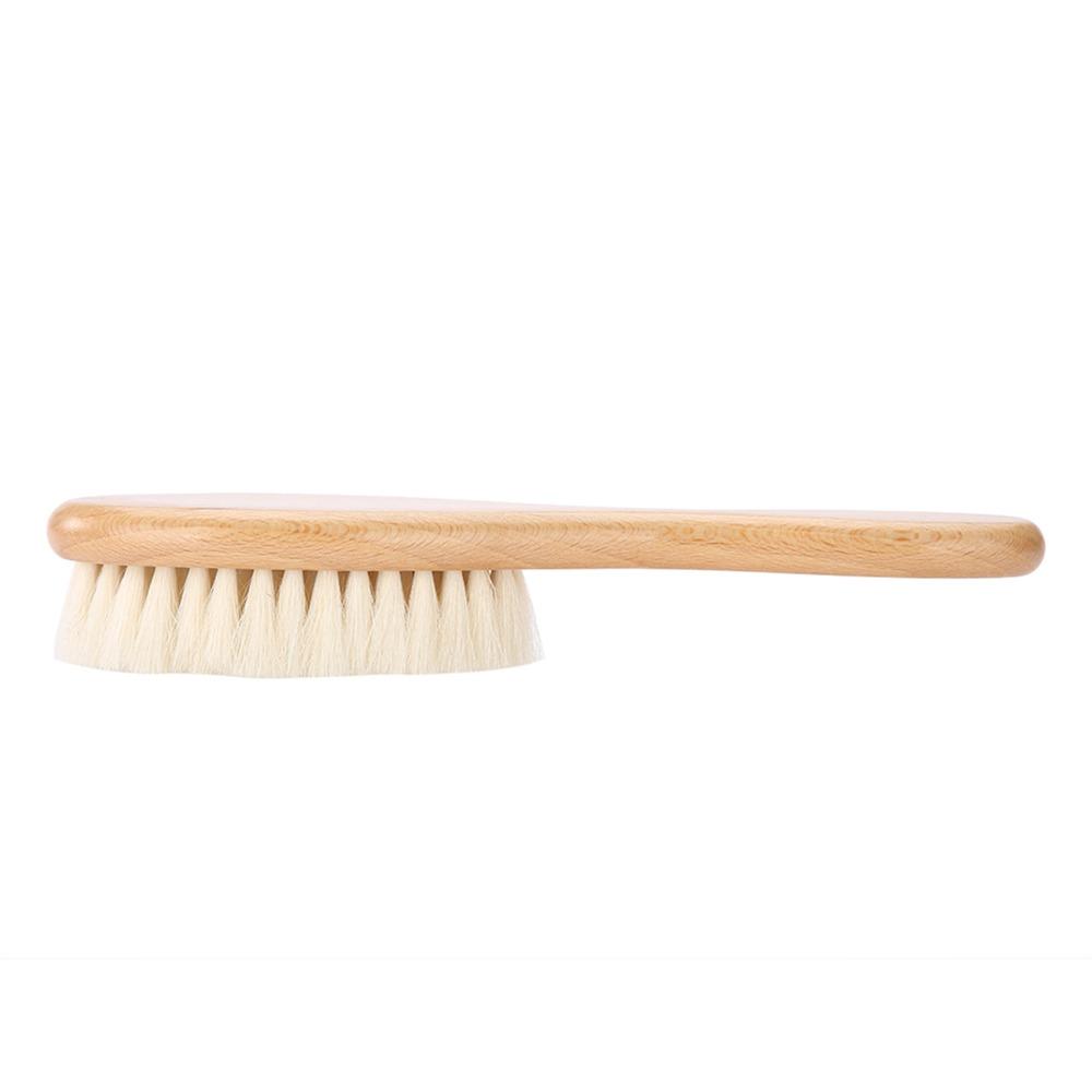 Wooden Handle Oil Head Brush Soft Hair Styling Brush Scalp Grooming Goat Hair Brush  Home Use