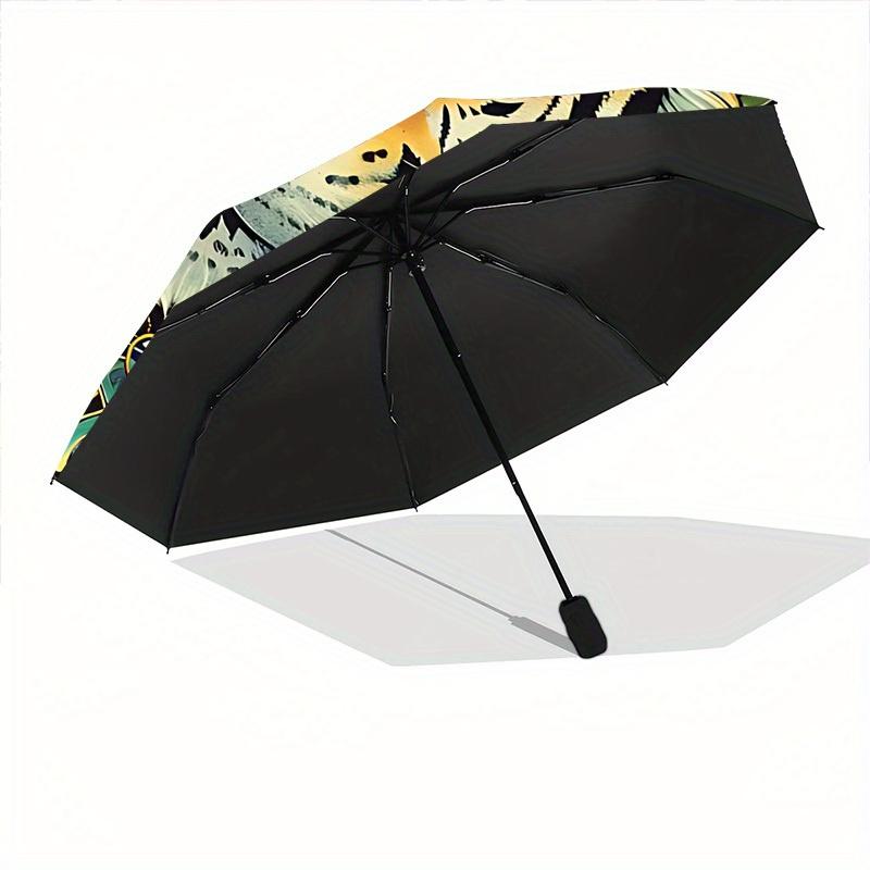 1pc Tiger Mandala Automatic Open/close Folding Umbrella, Compact Portable Travel Umbrella,Cute Umbrella, Durable Construction yy250804109