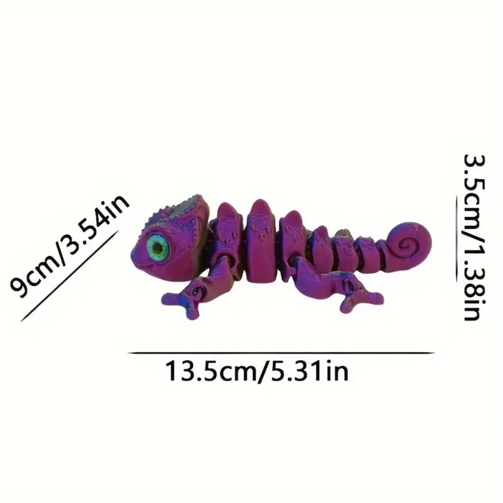PLA 3D Printed Chameleon Model Multicolor Multi-jointed Chameleon Action Figure Movable Articulated Animal Figurine