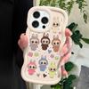 Милый чехол для телефона Labubu с рисунком из мультфильма для iPhone 11 12 13 14 15 Pro Max 6 6S 7 8 Plus Xs Wave Edge, противоударный защитный резиновый чехол