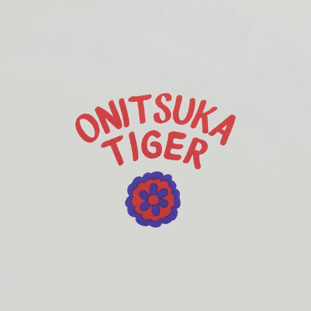 ONITSUKA TIGER Свободная футболка с графическим принтом Удобная Повседневная Простой принт Унисекс Топы Белый 2183B561_100