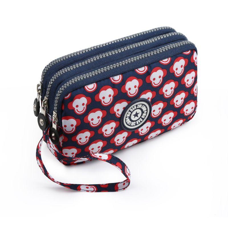 2023 Waterproof Women's Three-layer Zipper Coin Wallet Cosmetic Bag Canvas Women Purse Clutch Women's Purse Best Phone Wallet