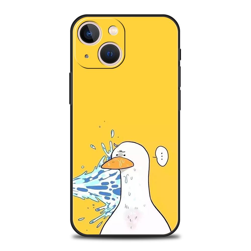 Мультяшная Утка Чехол для Телефона для iPhone 17 16 15 14 13 12 Pro Max 11 Pro Max 17 AIR Plus Ударопрочный Мягкий ТПУ Чехол Fundas Capas