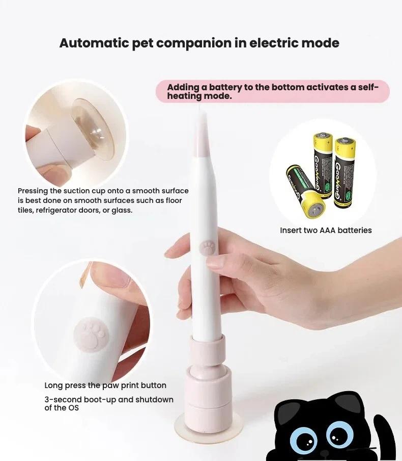 80cm Long Flexible Electric Butterfly Cat Wand, Auto Rotating Cat Teaser Toy, Boredom Relief Interactive Cat Play Toy