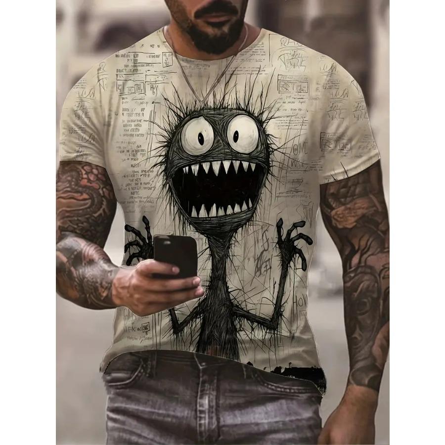 Мужская футболка с круглым вырезом с короткими рукавами Monster — новинка с ярким графическим дизайном для мужчин, летние топы в уличном стиле