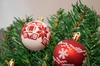 Christmas tree baubles, PRL, plastic, safe for Christmas trees, white, red, set