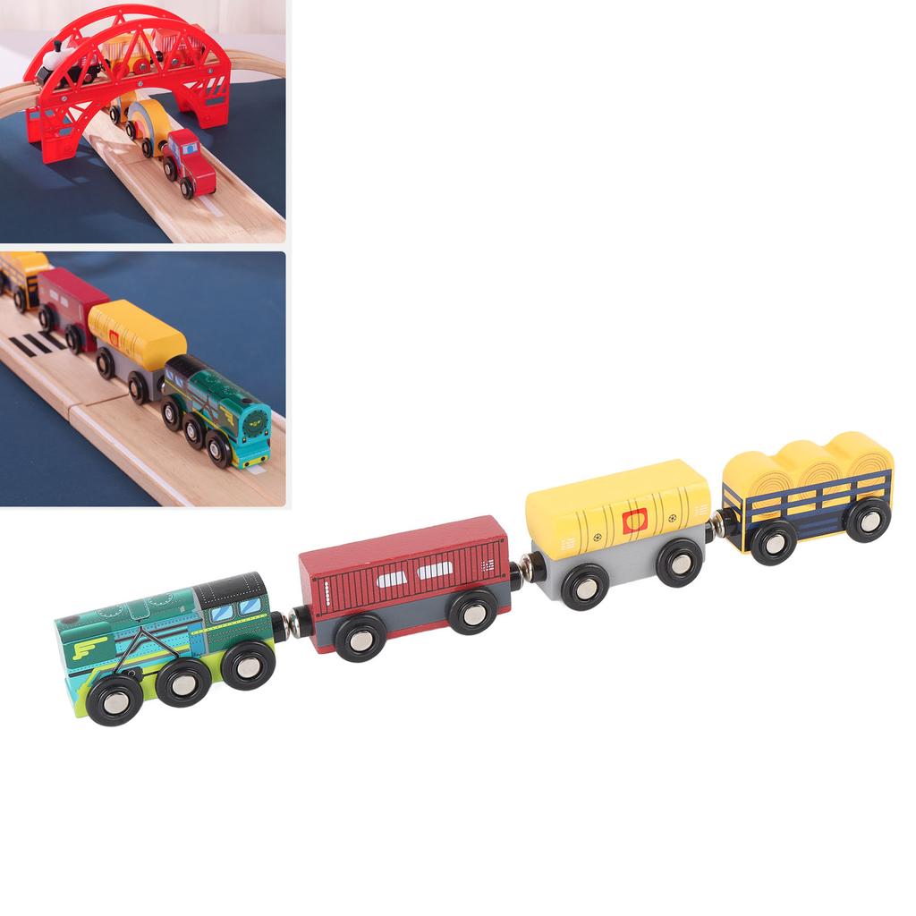 4 шт. Деревянный набор поездов, железнодорожные аксессуары, игрушечный набор поездов для детей от 3 лет и старше