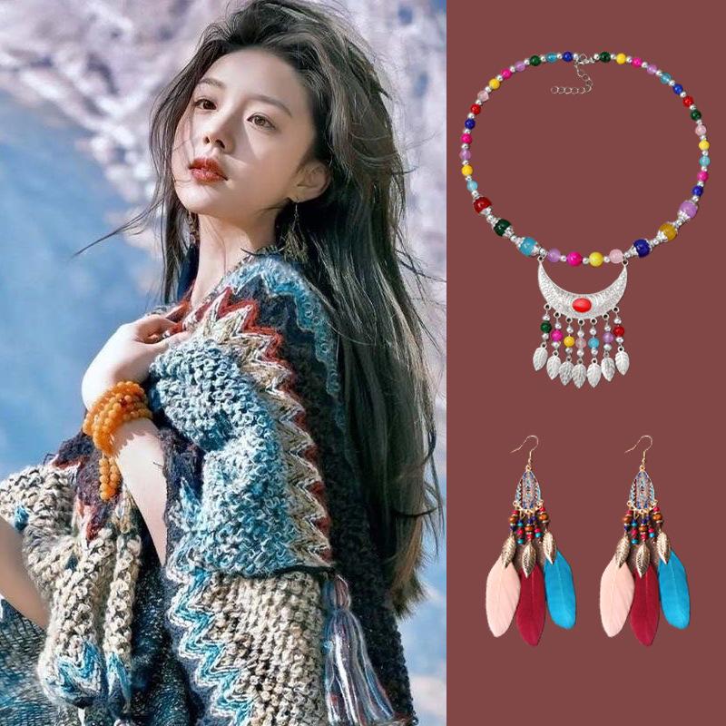 Юньнаньская ретро шаль с кисточками - Женский осенне-зимний плащ-шарф для путешествий и отпуска