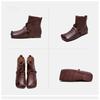 Johnature Square Toe Soft Cowhide Short Boots Retro Versatile Genuine Leather Comfortable Women's Shoes
