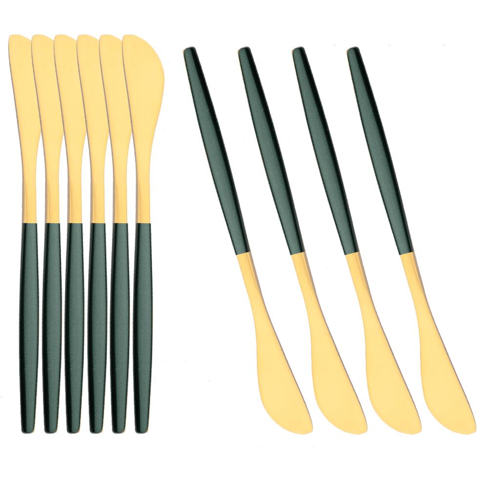 Нож для масла из нержавеющей стали, черный, золотой, 10 шт., ножи для сыра, десерта, джема, крема, лопатка для сыра, столовые приборы, инструменты для десерта