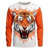 Мужская футболка с длинным рукавом Тигр Лев Животное 3D-принт Уличные топы Градиентный узор Повседневный Длинный рукав Круглый вырез Оверсайз Топы