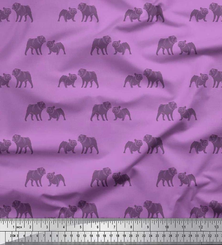 Soimoi Японская креп-сатиновая ткань с принтом Bull Dog на метр шириной 42 дюйма