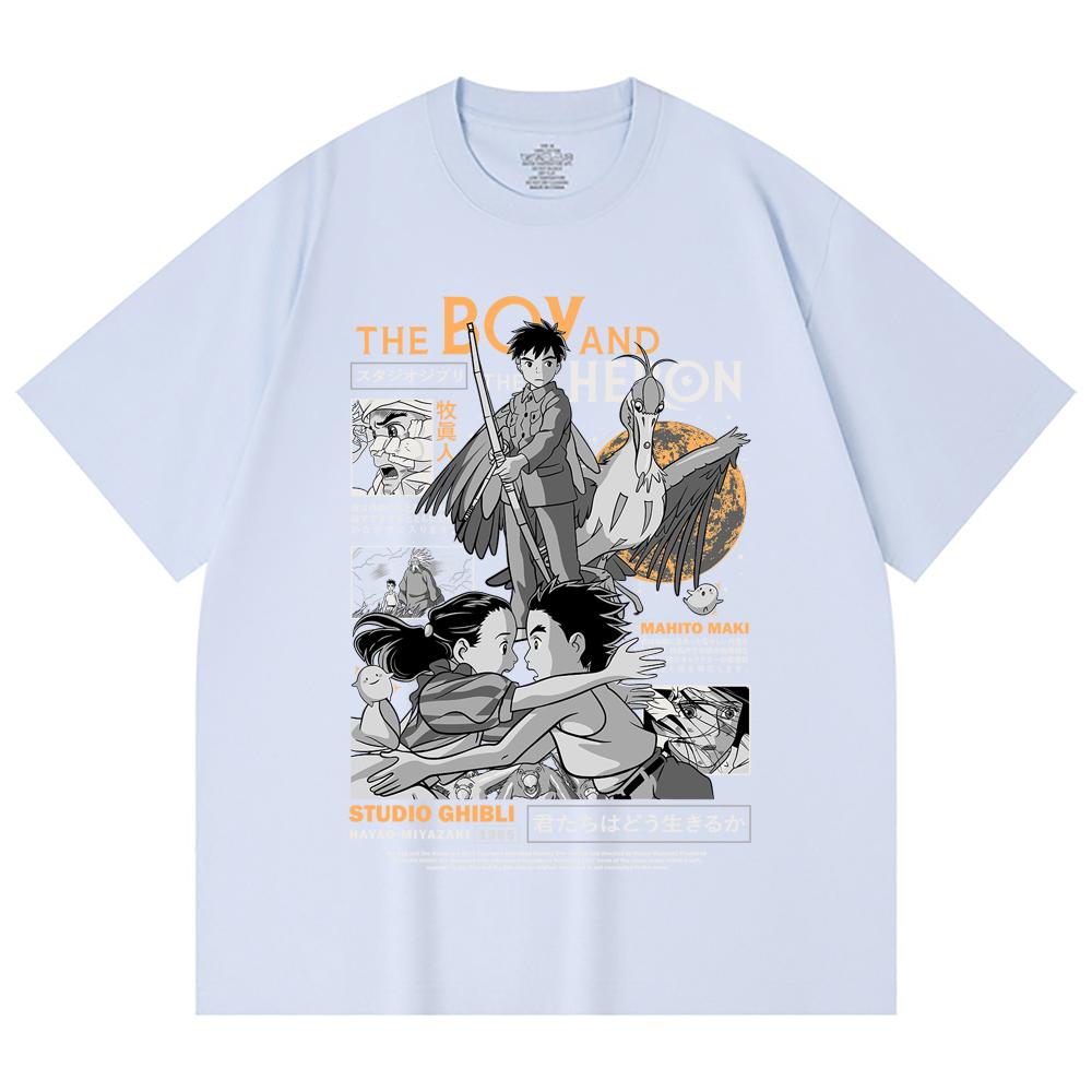 230 Gsm 100% Cotton Ghibli V3 The Boy The Heron Print Unisex Heavy Cotton T Shirt