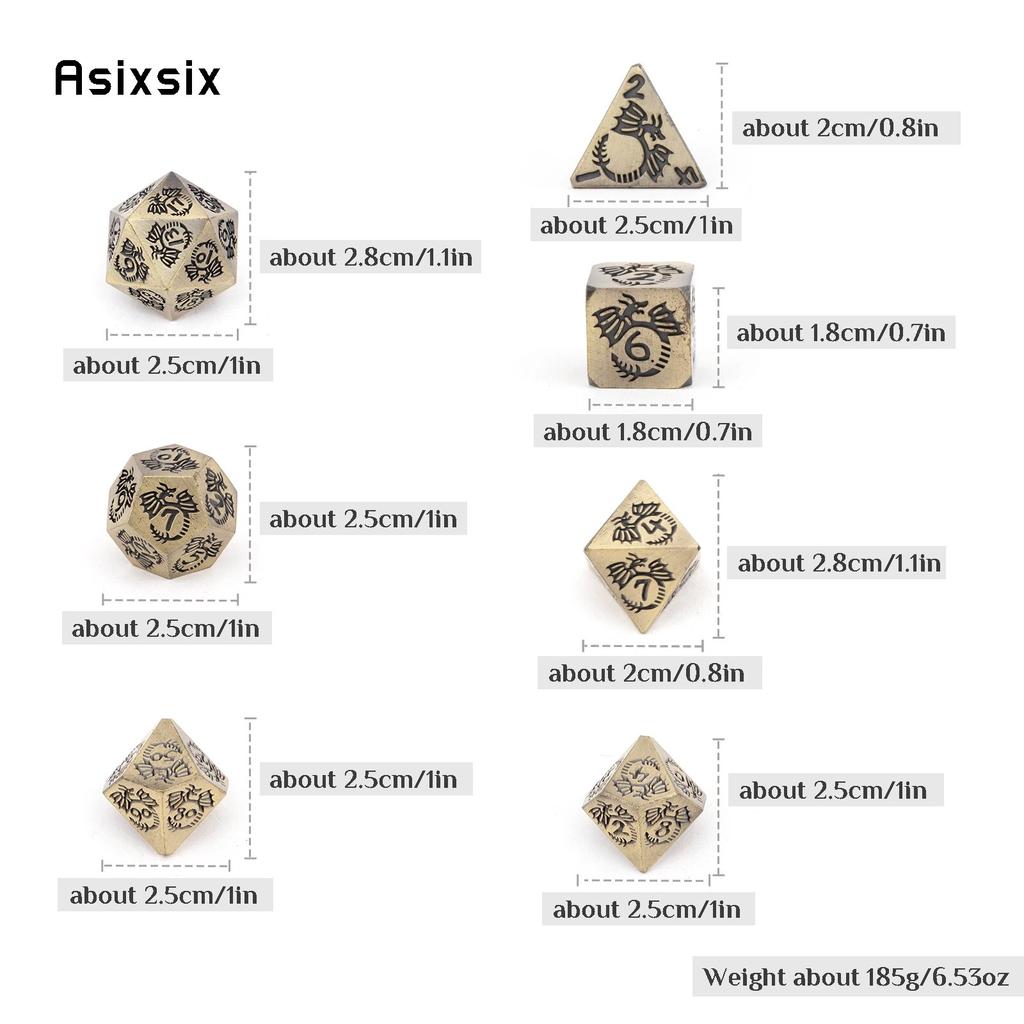 7 шт. металлические игральные кости желтого дракона, набор твердых металлических многогранных кубиков, подходящий для ролевой ролевой игры, настольной игры, карточной игры
