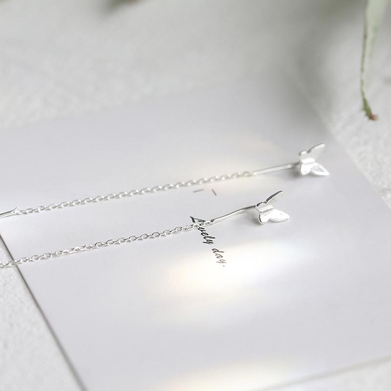 Длинные серьги-капли с кисточками и бабочками серебряного цвета, модные висячие женские серьги, летние украшения, подарки для девочек