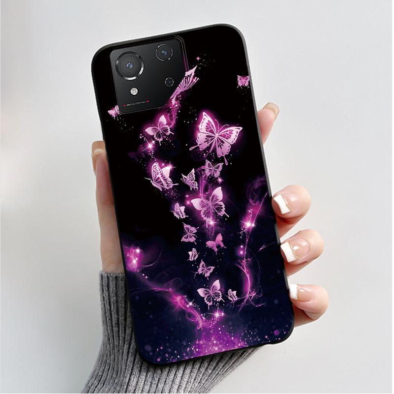 Чехол для ASUS ROG Phone 8 Чехол для ROG Phone 8 Pro Capa Мягкий Силикон Черный Корпус Чехлы для Телефона с Милым Цветочным Мультяшным Принтом