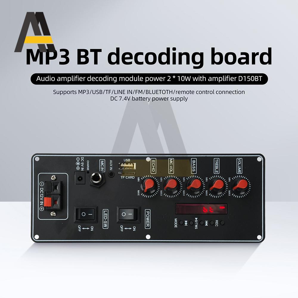 Bluetooth MP3 Decoder Board with 2×10W Amplifier Support TF/USB/FM/Bluetooth DIY Audio Module for Home KTV and Portable Speaker