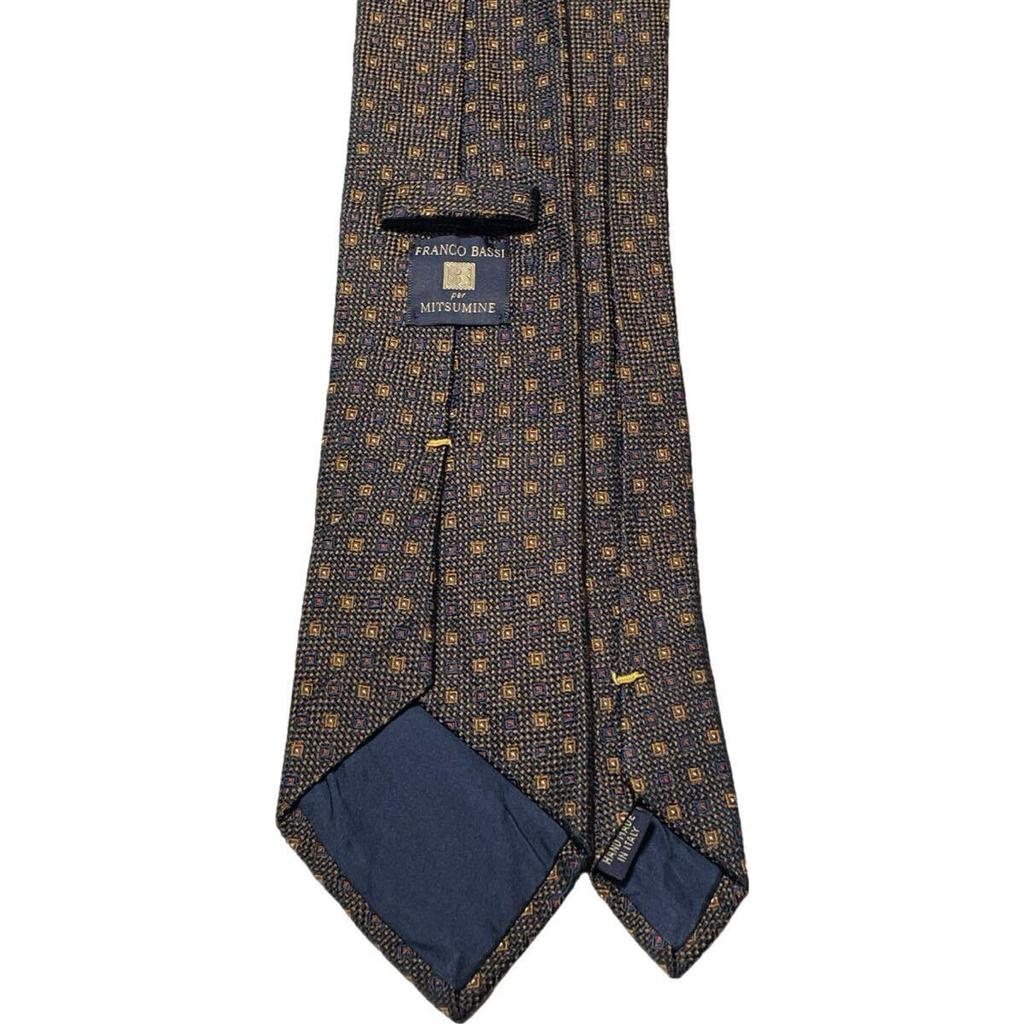 Used MADE IN ITALY FRANCO BASSI per MITSUMINE HANDMADE Jacquard weave fine pattern silk tie Brown Franco Bassi Made in Italy