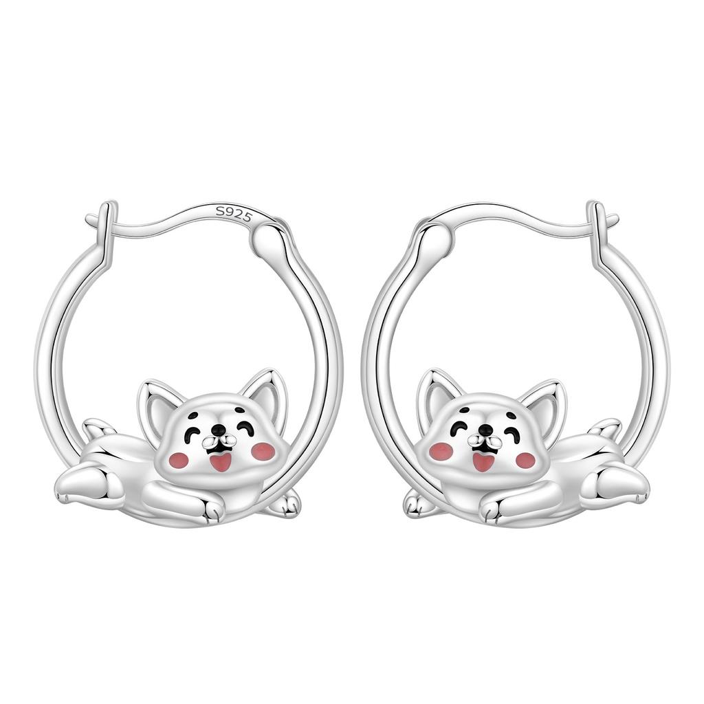 Orstarry S925 Silver Cute Panda Animals Earrings Hoop Earrings For Women Jewelry Party Trendy Gifts