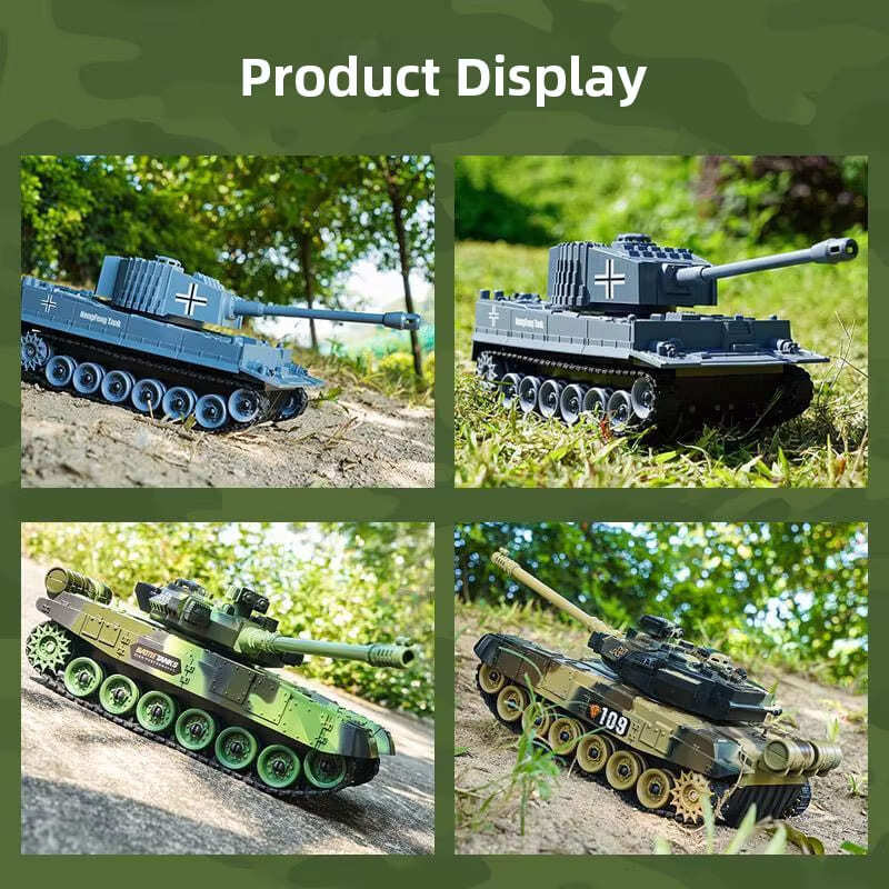 New Rc Tank Four-Way Armored Vehicle Tracked Tank Model Military Truck Simulation Sound Tiger Toy Boy Children Gift Rechargeable Kids Toy