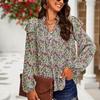 Рубашка с длинным рукавом, женская весна-лето, свободный топ с отворотом и принтом