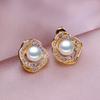 seniko Natural Freshwater Pearl Earrings Fashion Leaf Earrings For Women Girl Gift Stud Earrings