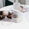 Storage Jar with Cover European Style Relief Process Multifunctional Ornamental Desktop Storage Clear Glass Jewelry Candy Jar Household Supply