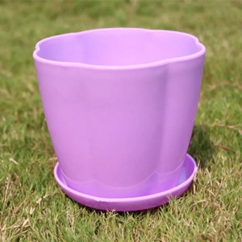 3 вида размеров цветочных горшков и поддонов, пластиковые горшки, креативные маленькие горшки для суккулентных растений (Случайный цвет) Товары для дома