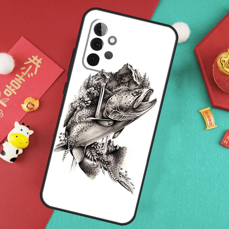 Vintage Trout Fishing Case For Samsung Galaxy A56 A36 A26 A16 A06 A13 A33 A53 A15 A35 A55 A34 A54 A12 A32 A52 A17