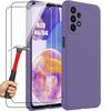 Case - BOOLING - for Samsung Galaxy A23 4G-5G - Matte Liquid Silicone - Shockproof - Dark Purple- with 2 Tempered Glasses