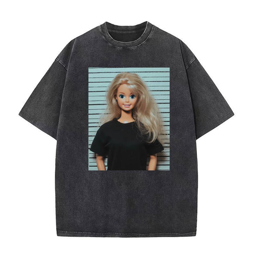 Doll Party Meme Graphic Meme T Shirts Unisex Women Short Sleeve Gothic High Street Tshirt Vintage Washed Cotton Loose T Shirt