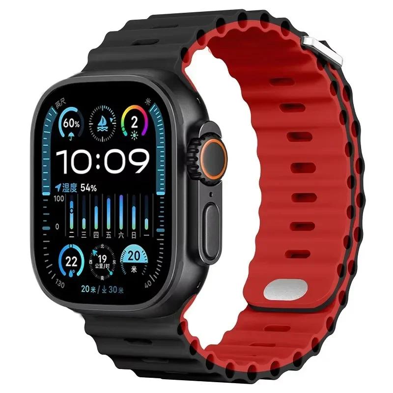 Силиконовый ремешок Ocean для Apple Watch Ultra 3/2 49 мм Серии 11/10 46 мм 42 мм 9 8 7 45 мм 41 мм Ремешок для часов iWatch 6 5 SE 44 40 мм