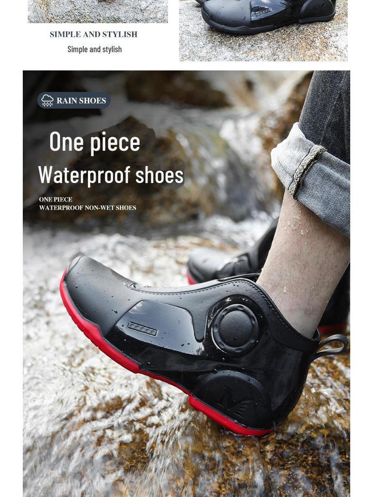 Men's Waterproof Low-Top Rain Boots - Non-Slip Outdoor Shoes for Fishing, Kitchen, and Car Washing