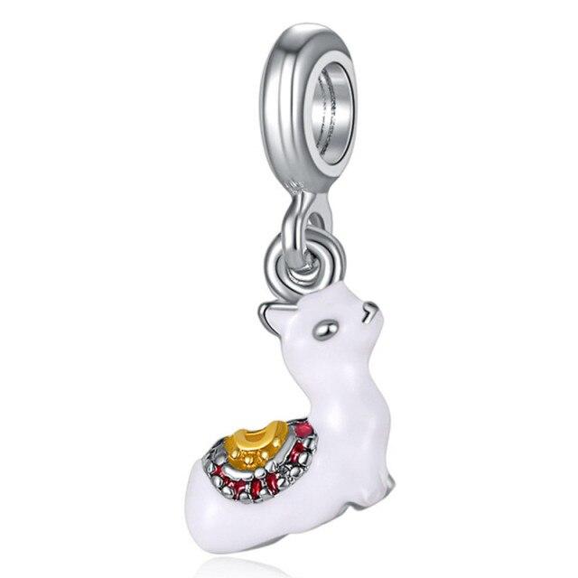 Silver Animal Cat Panda Rabbit Rabbit Lion Owl Unicorn Horse Jewelry Pendant Bracelet DIY Fit Original Bracelet